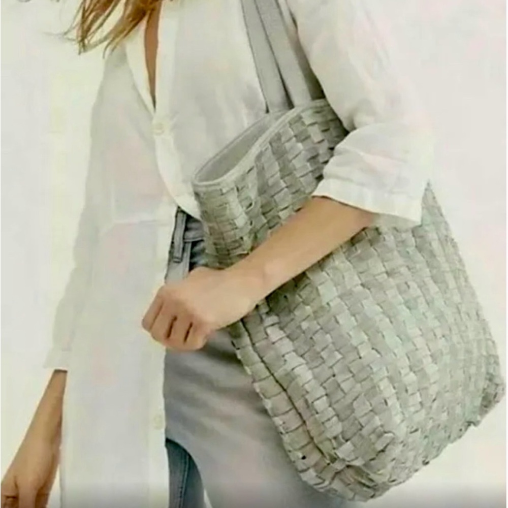 Free People Ren Woven Leather Large Tote Bag